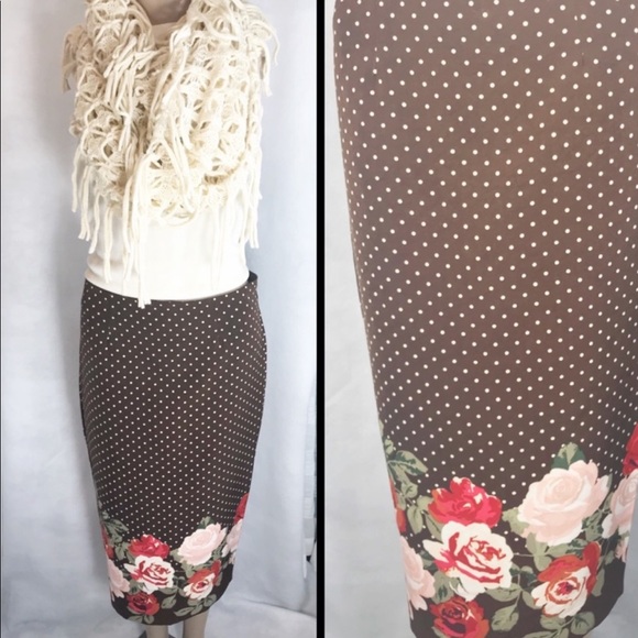 New York & Company Dresses & Skirts - NEW YORK & COMPANY Brown Polka Dot Pencil Skirt